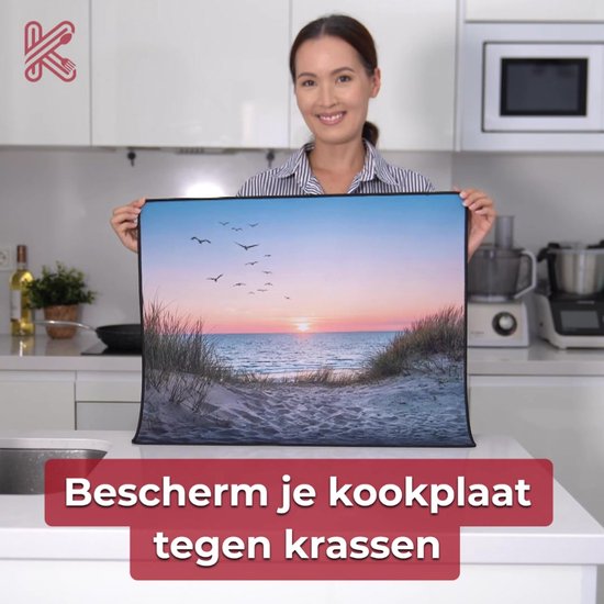 KitchyMist Inductie Beschermer 60x52 cm - Strand en Duinen - Kookplaat Beschermer - Afdekplaat voor Kookplaat - Inductie Mat - Spatscherm Achterwand Keuken