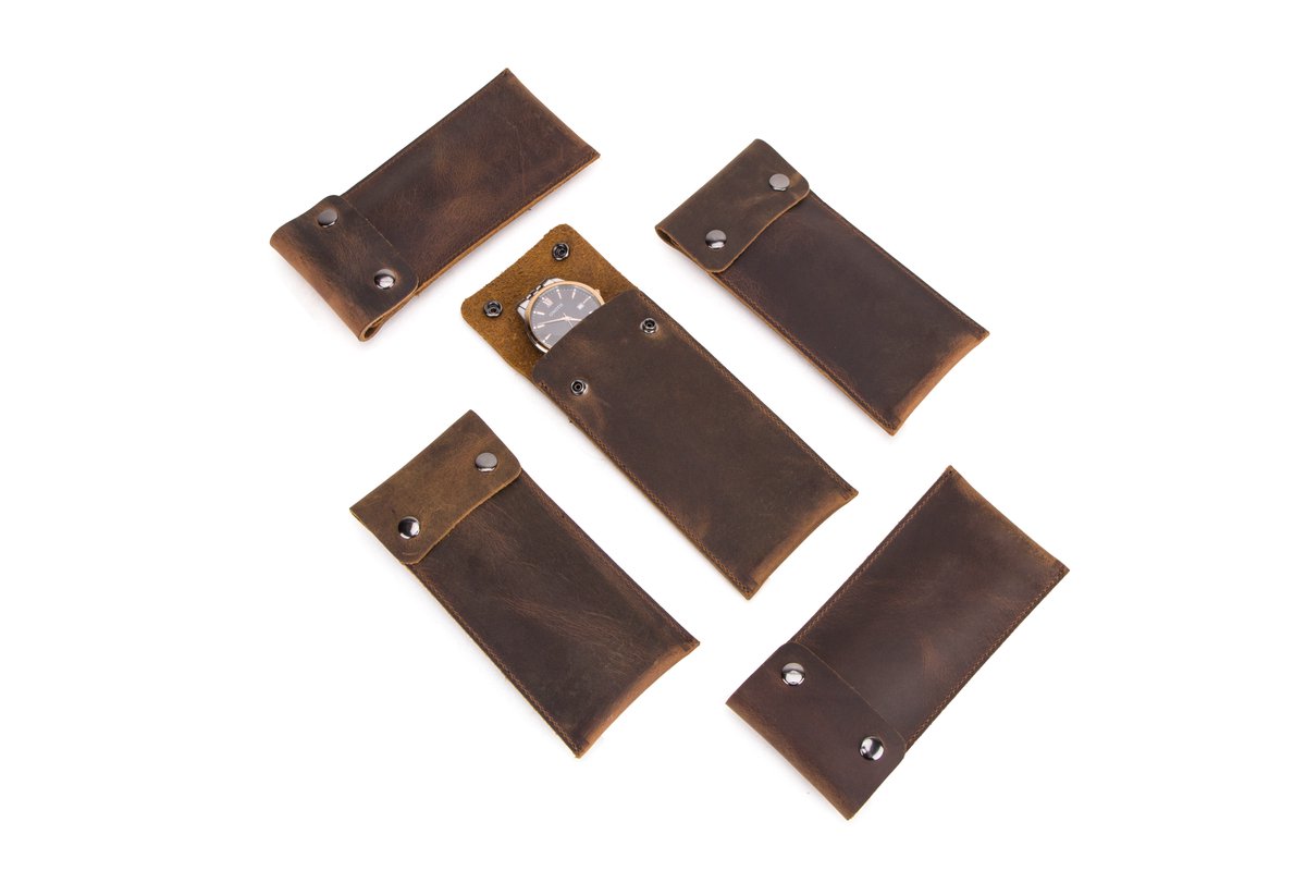 Timezone - Leren Etui voor 1 Horloge - Horloge Reisetui - Horloge Rol - Horloge Case