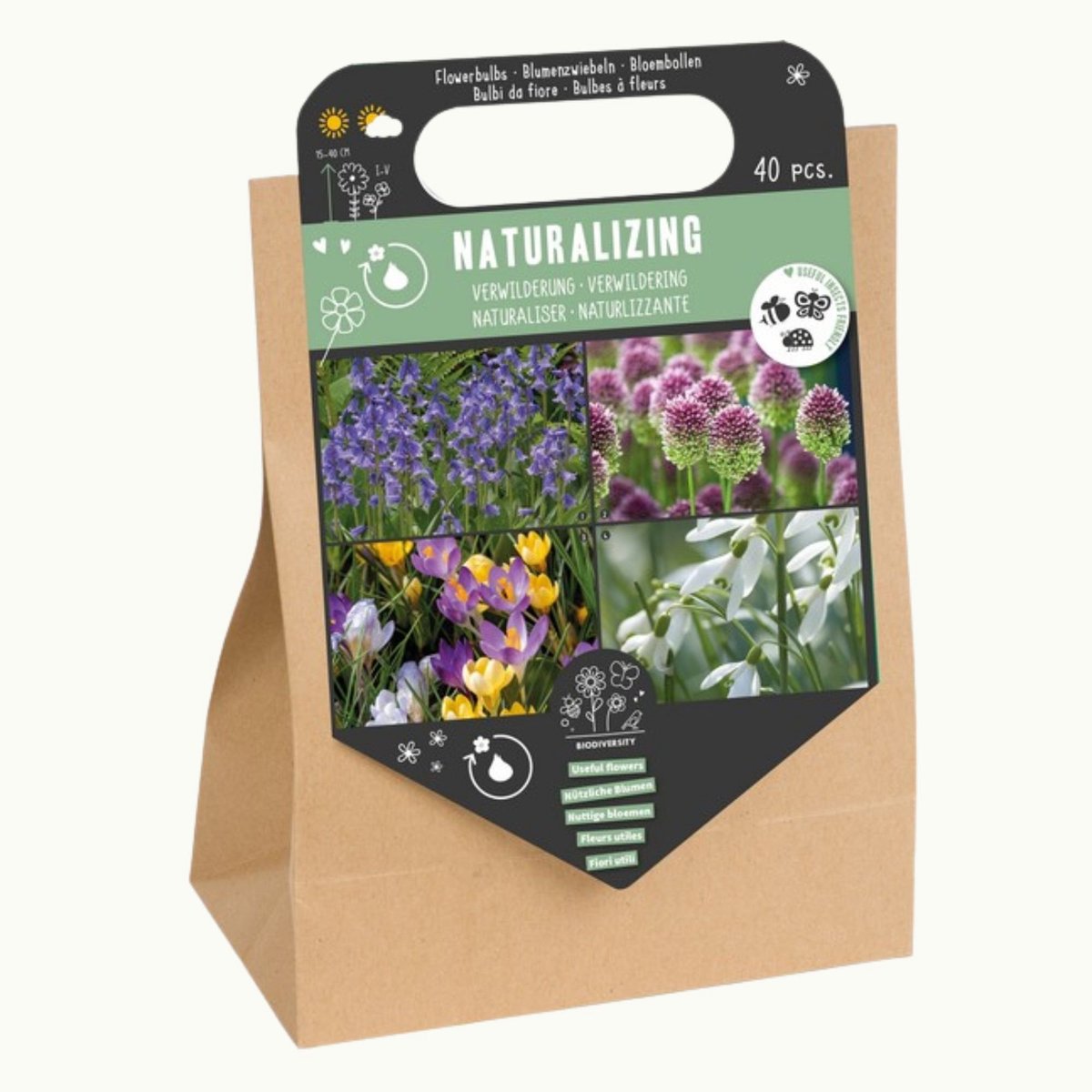 Verwilderingspakket 40 bloembollen - Bijen-Vlinders - Snijbloemen - Voorjaarsbollen - bloeit in Januari / Februari / Maart / April / Mei