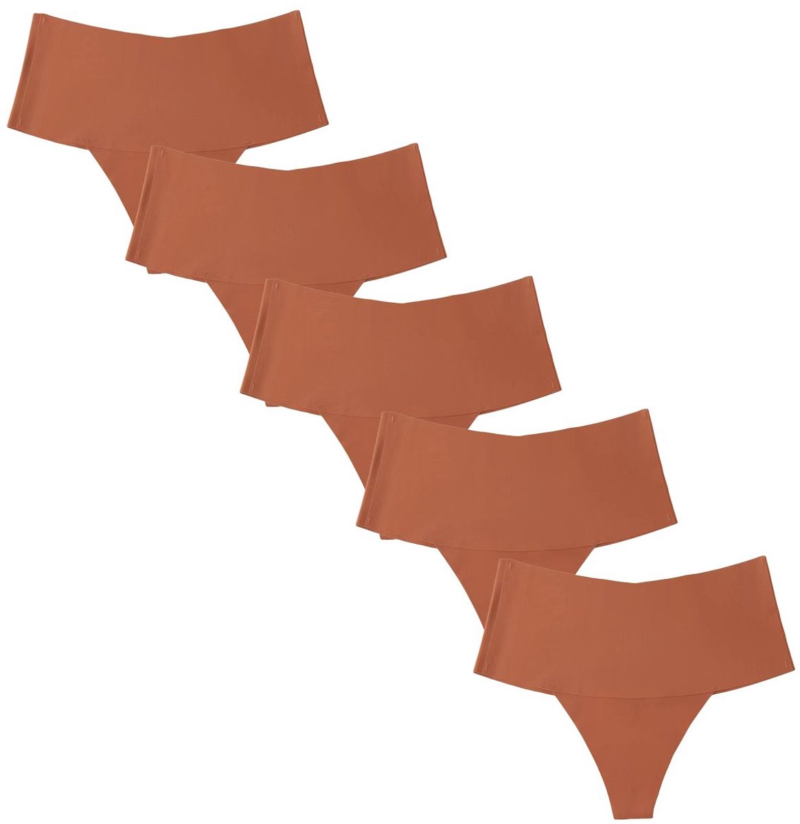 Emilie collection - ondergoed - string - hoge taille - 5 stuks - terra