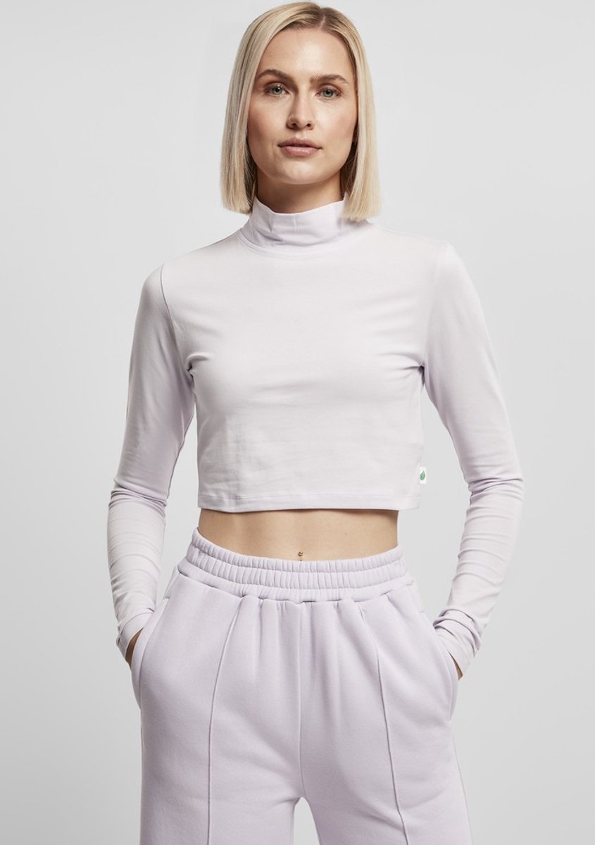 Urban Classics Organic Cropped Turtleneck Longsleeve top L Paars