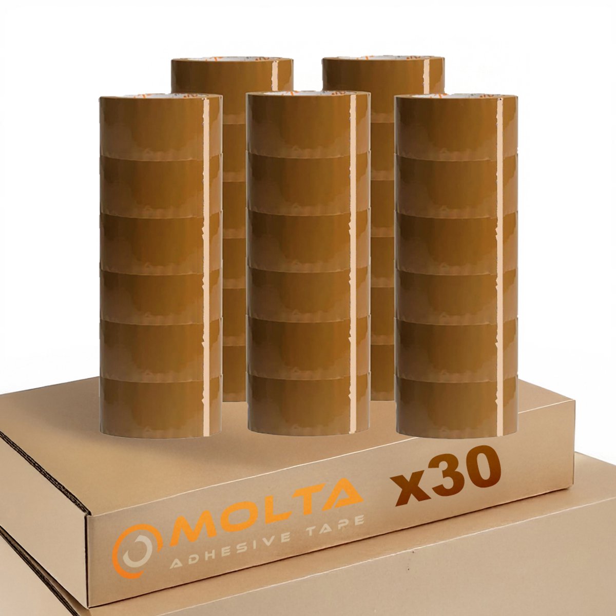 MOLTA | STANDARD BRUINE pakkettape 48 mm x 55 m | Pakketplakband | Kartontape | Verpakkingstape voor pakketten en dozen - 30 Rollen | ACRYLIC