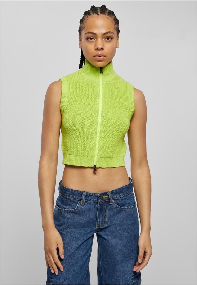 Urban Classics Short Knit Mouwloze top XS Geel