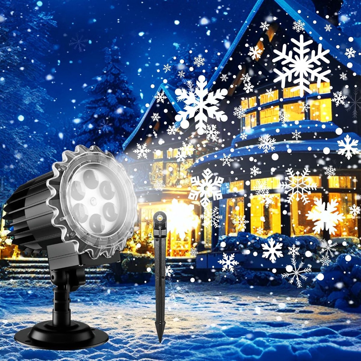 Ynkkvre - Kerst Projector Buiten - Verbeterde Helder HD LED Sneeuwvlok Projector - Waterdichte Kerstverlichting - Projectielamp voor Kerstdecoratie - Kerstverlichting Binnen en Buiten