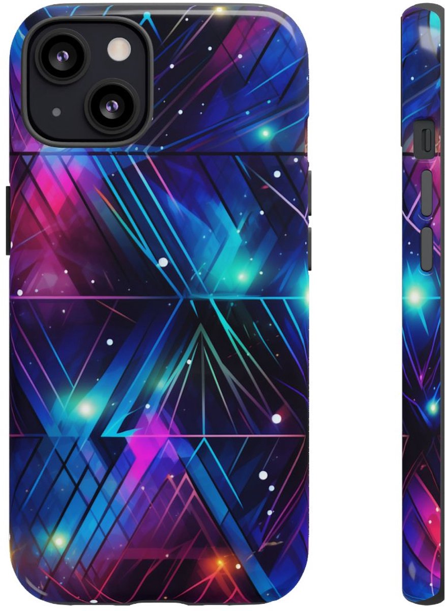 Geometrisch Neon Aurora Abstract – Telefoonhoesje Geschikt voor iPhone 13