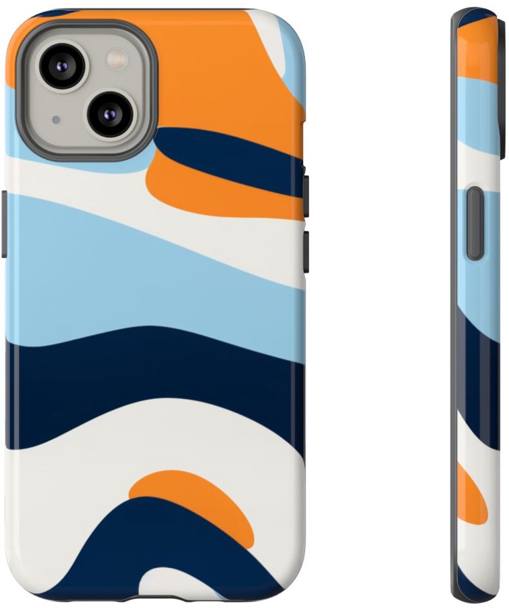 Abstract Oranje-Blauw Patroon – Telefoonhoesje Geschikt voor iPhone 14