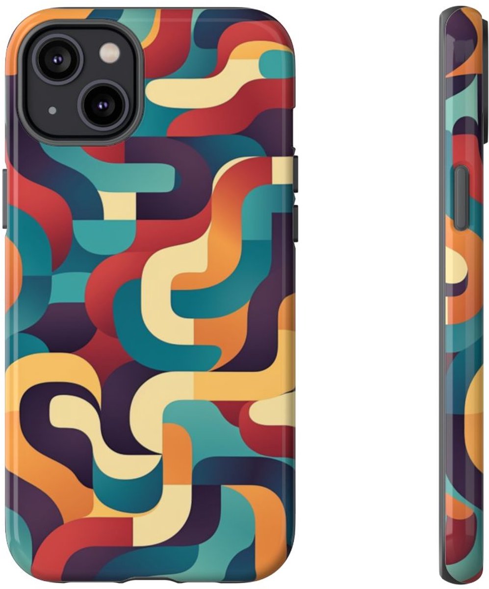Kleurrijk Abstract Gebogen Patroon – Telefoonhoesje Geschikt voor iPhone 14 Plus