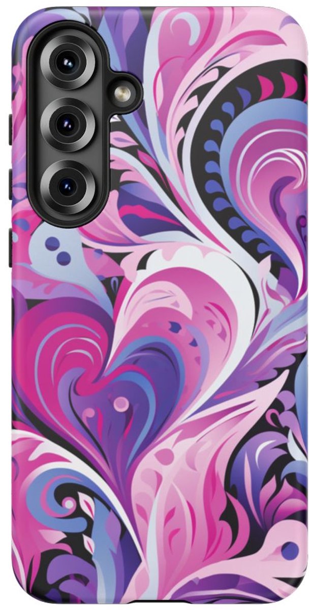 Roze en Paarse Hartjeswerveling – Telefoonhoesje Geschikt voor Samsung Galaxy S25 Plus