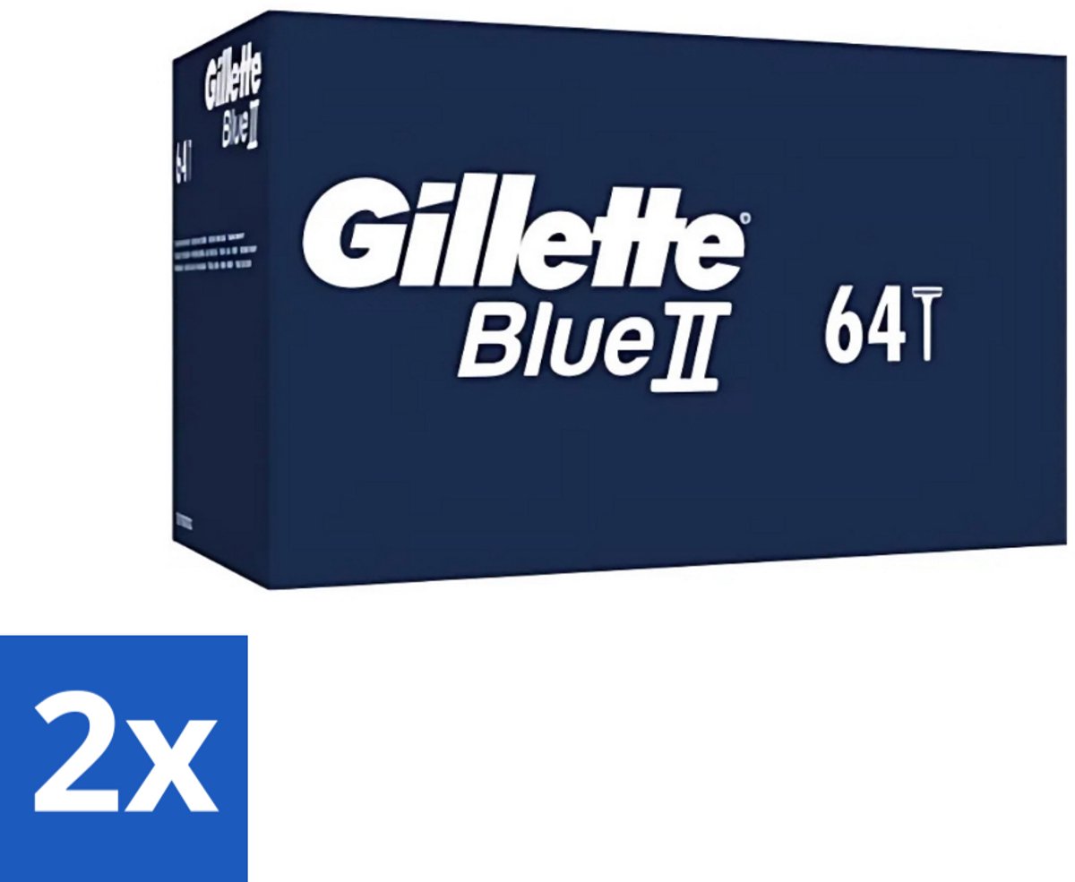 2 x Gillette - Blue 2 - Wegwerpscheermesjes - Duurzaam en comfortabel - 64 Scheermesjes - Scheermesjes - Wegwerpscheermesjes - Gillette Blue Ii - Scheerbeurt - Comfortabel Scheren