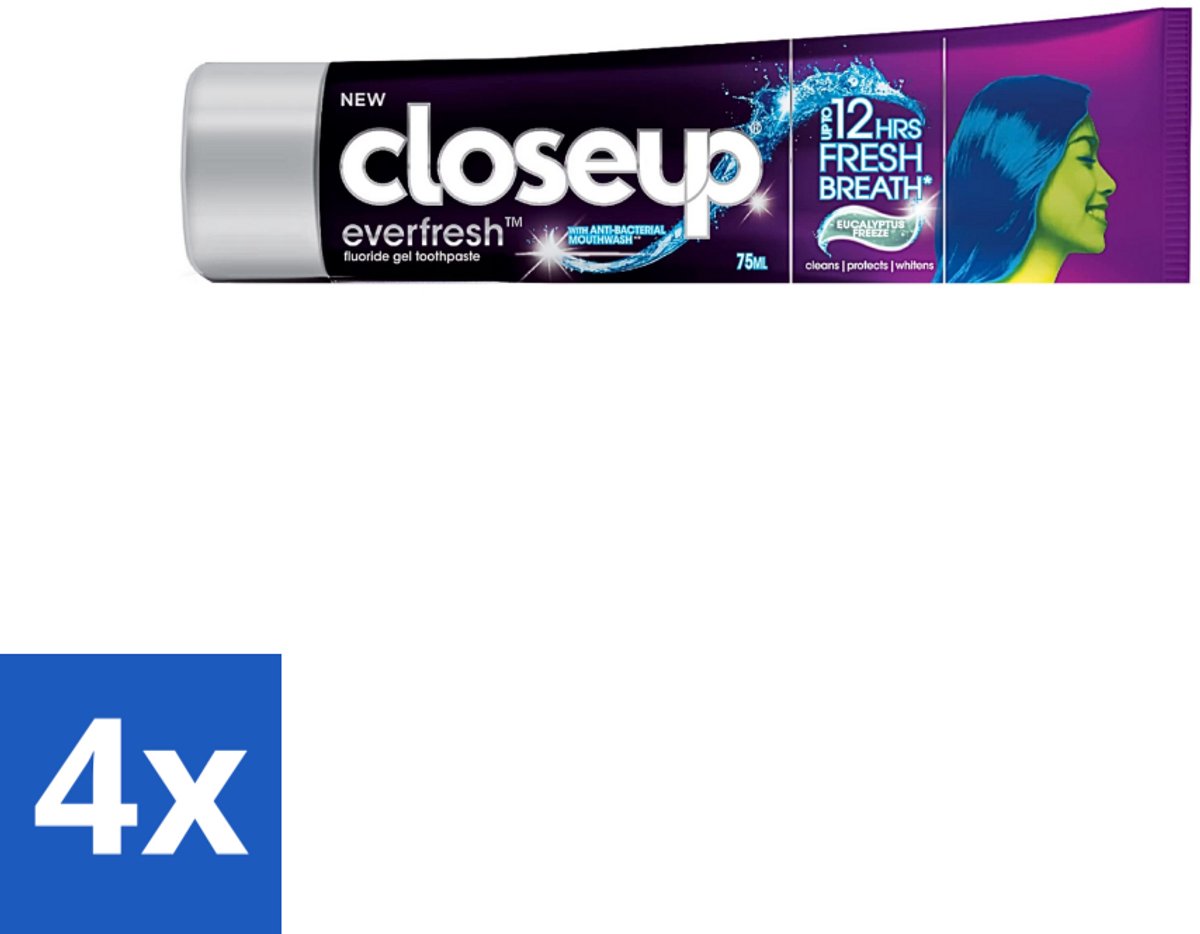 4 x Close Up - Tandpasta - Eucalyptus Freeze - Verfrissend & Antibacterieel - 90 g - Eucalyptus Freeze - Frisse Adem - Mondwater - Antibacterieel - Gaatjesbescherming