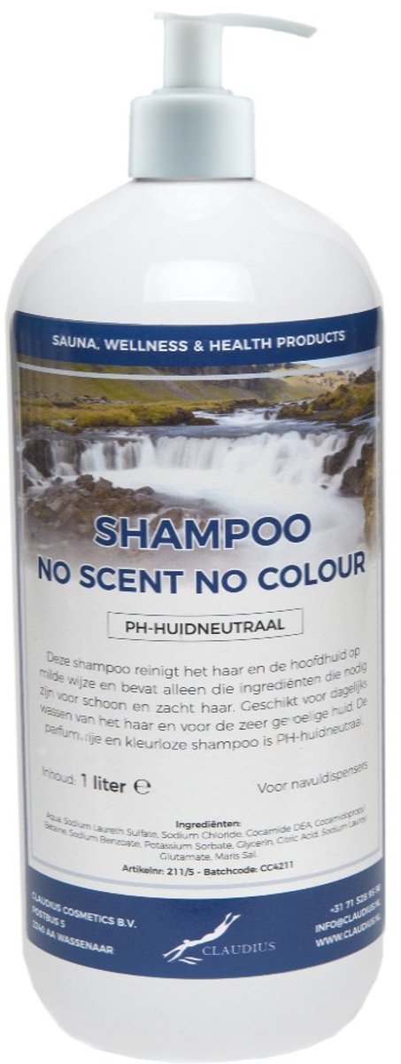 Shampoo No Scent No Colour - 1 liter met witte pomp - Haarverzorging