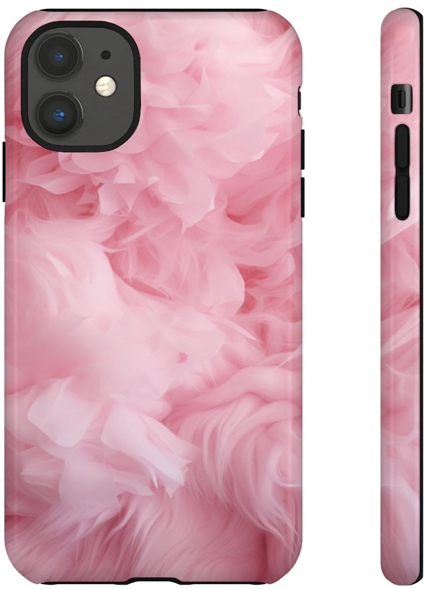 Zachtroze Textuur met Stofpatroon – Telefoonhoesje Geschikt voor iPhone 11