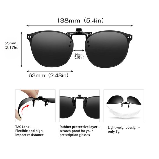 2 stuks - Clip-ons voor zonnebrillen - Gepolariseerde clip-ons voor zonnebrillen - Clip-ons voor bestuurders - Nachtzicht - Anti-reflecterende opklapbare zonnebril - Unisex - UV-bescherming van OBA vrouwen — afbeelding 3