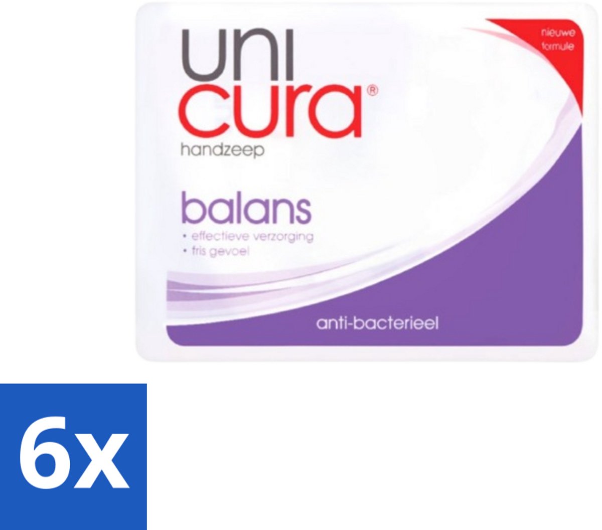6 x Unicura Tabletzeep Anti Bacterieel Balans 180 gr - Antibacteriële Handzeep - Handzeep - Hygiëne - Schoonmaken - Bescherming