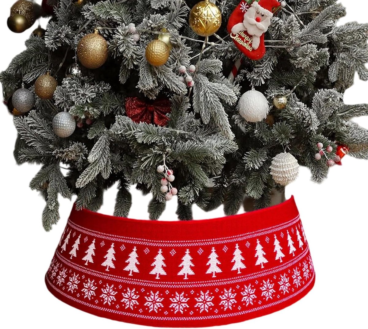 Gebreide kerstboommand met decoratief ontwerp - H24 x Ø72 cm - Perfect voor woonkamer, tuin of restaurant.