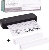 Impressora Térmica® - Thermische A4 printer - Mini Printer voor Mobiel/Tablet/Laptop - 304 DPI - Pocket Printer - Tattoo printer - Inclusief twee rollen thermisch papier - Zwart