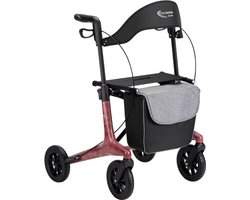 MultiMotion - Carbon rollator maat M - 5,5 kg - Softwielen - Rode marmerprint