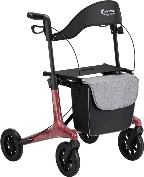 MultiMotion - Carbon rollator maat M - 5,5 kg - Softwielen - Rode marmerprint