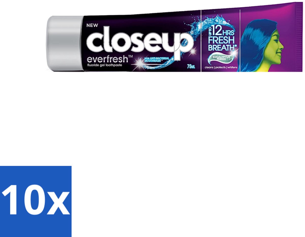 10 x Close Up - Tandpasta - Eucalyptus Freeze - Verfrissend & Antibacterieel - 90 g - Tandpasta Eucalyptus - Frisse Adem - Antibacterieel Mondwater - Eucalyptus Freeze - Verkoelende Tandpasta