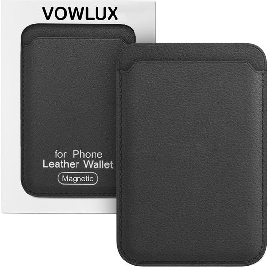 VOWLUX Compatible MagSafe Hoesje voor iPhone 17 Air Transparant – Inclusief Zwarte Wallet Pasjeshouder – 24 Magneten – Kunstleer – 3 Kaarten – Shockproof Case