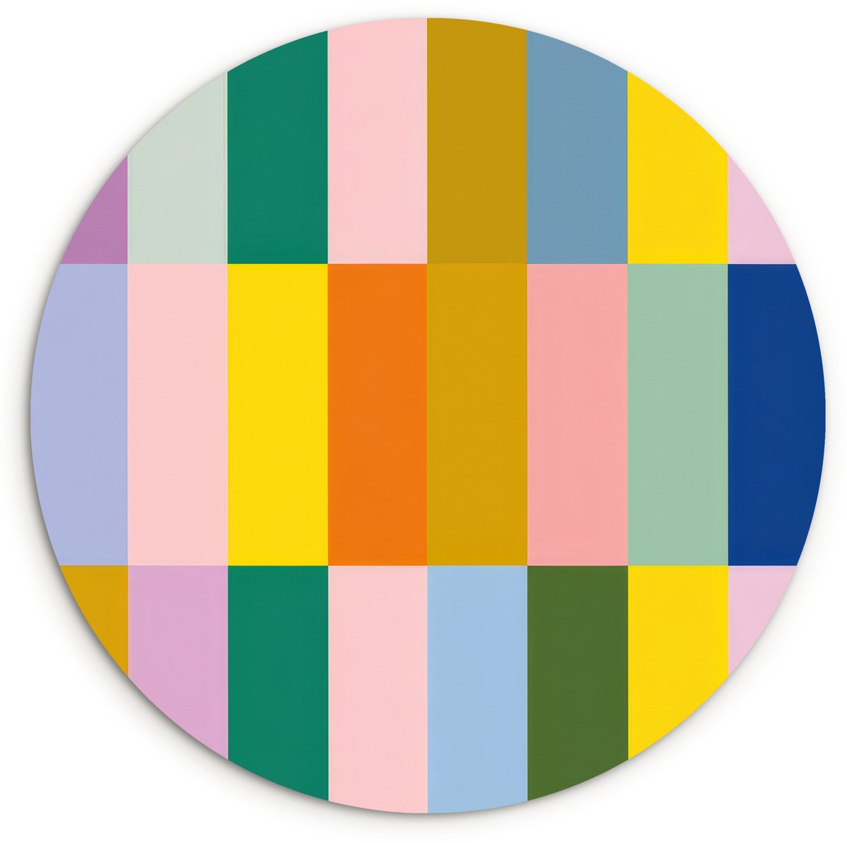 WallCircle Wandcirkel 120x120 cm - Muurcirkel Stroken - Blauw - Patroon - Abstract - Muurdecoratie woonkamer - Wanddecoratie slaapkamer - Kamer decoratie accessoires - Ronde schilderijen Stroken - Abstract