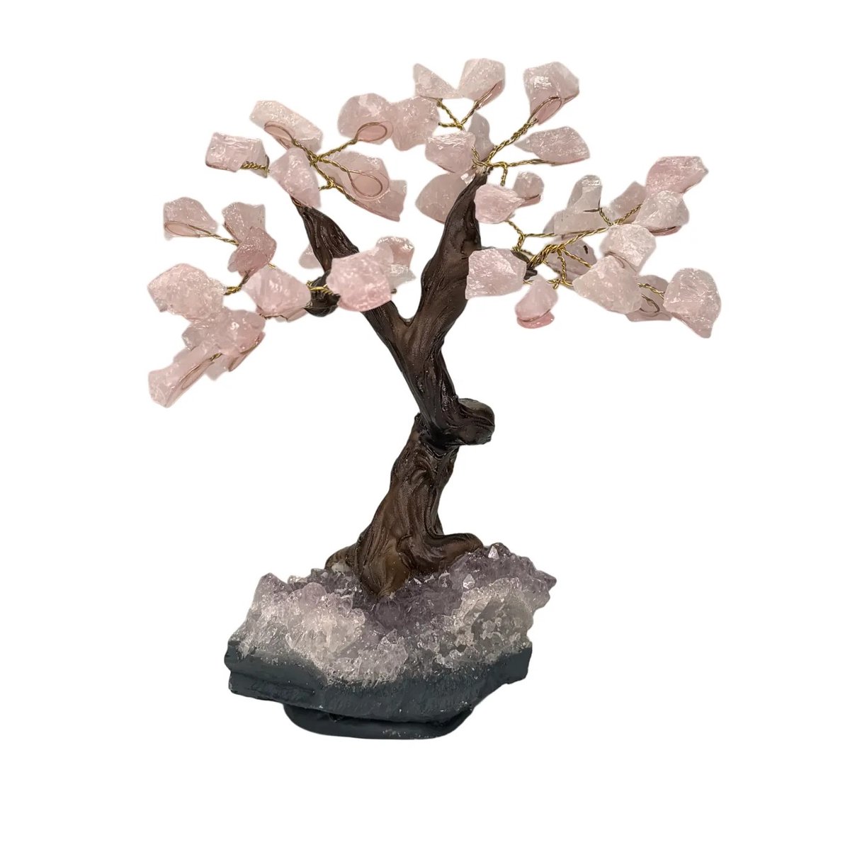 Western Deco - Edelsteen boom met rozenkwarts takken - 15 cm