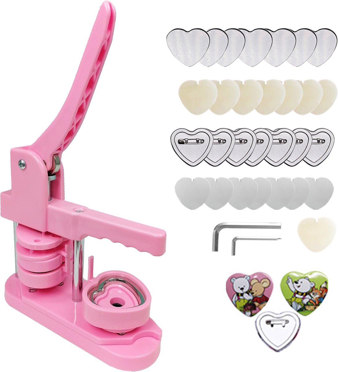 Hartvormige Button maker - Incl. 100 pins - Badge Maker Machine - DIY Buttonmachine - pin machine - pin maker - Verjaardagscadeau - animeconroze