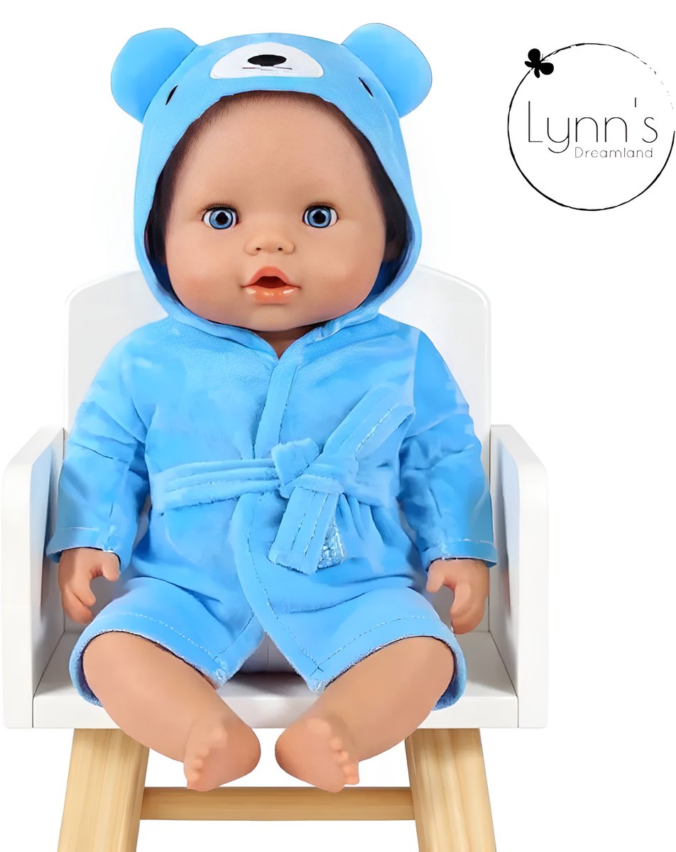 Poppenkleertjes voor babypop 43 cm - Blauwe beer badjas - In cadeauzakje - Poppenkleding geschikt voor o.a. Baby Born pop — afbeelding 7