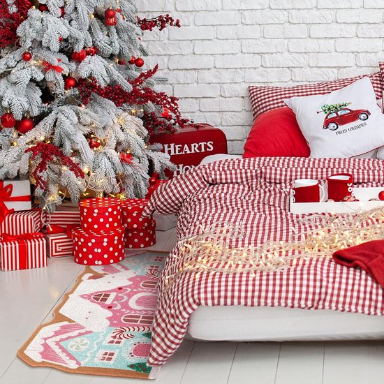 Paillasson De Noël Motif Pain D'épice - Tapis Doux D'entrée 60x40 Cm Pour Décorer Votre Maison Pendant Les Fêtes