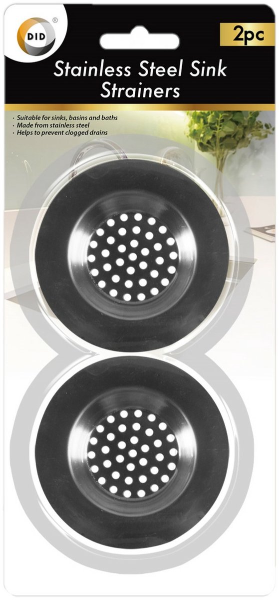 DID Gootsteen zeefjes - RVS - 4x stuks - zilver - keuken - houdt vuil tegen in de gootsteen