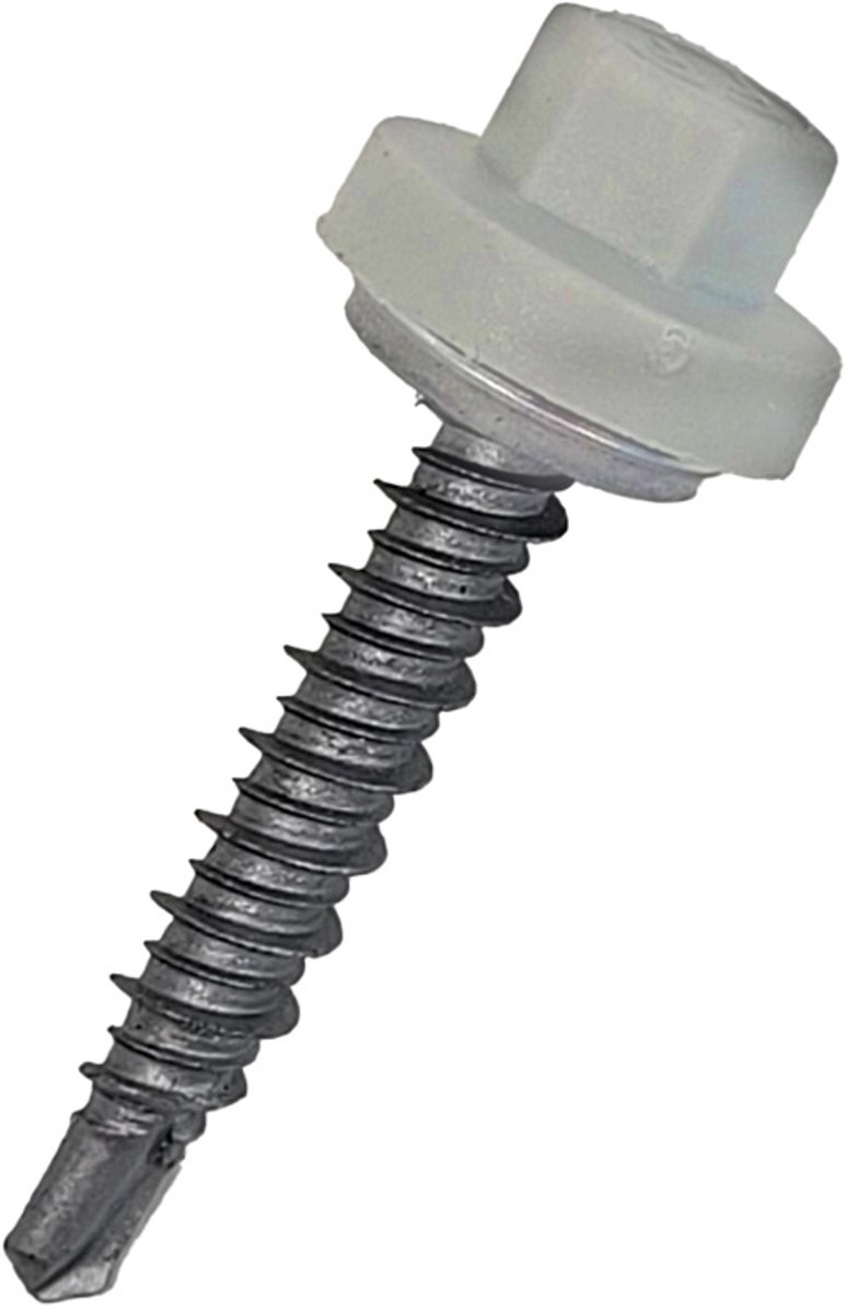 Zelfborende damwandschroef met nylon kleurkap kleur Wit x 125stuks