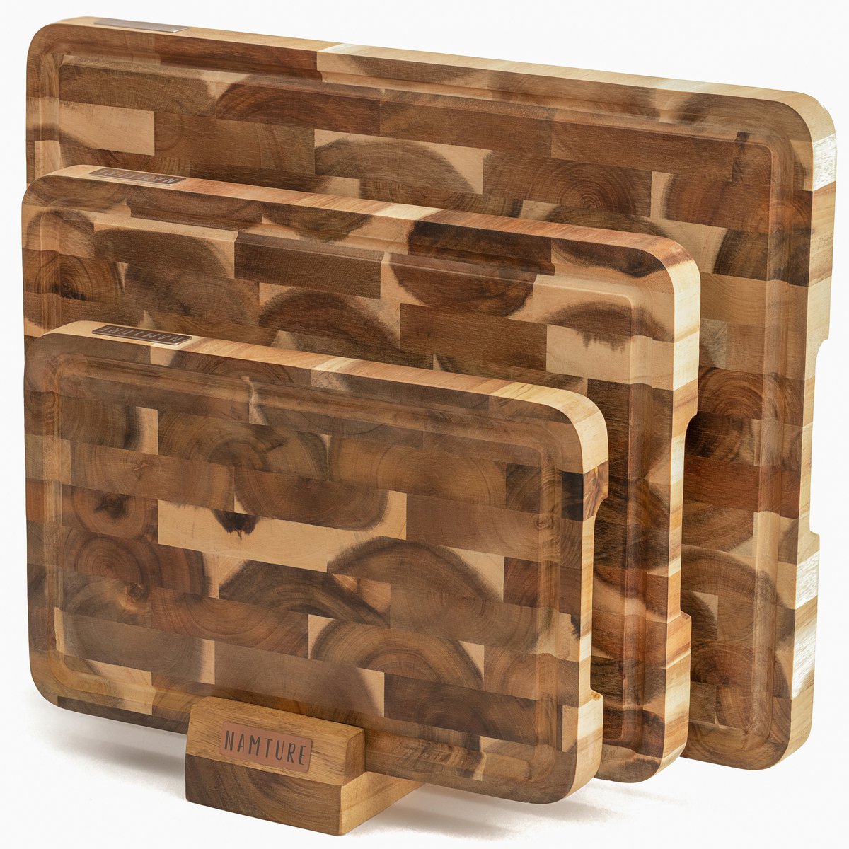 Namture Snijplankenset met Houder – Extra Dik 2,5 cm – Premium Olie – Antislip – Snijplank Hout