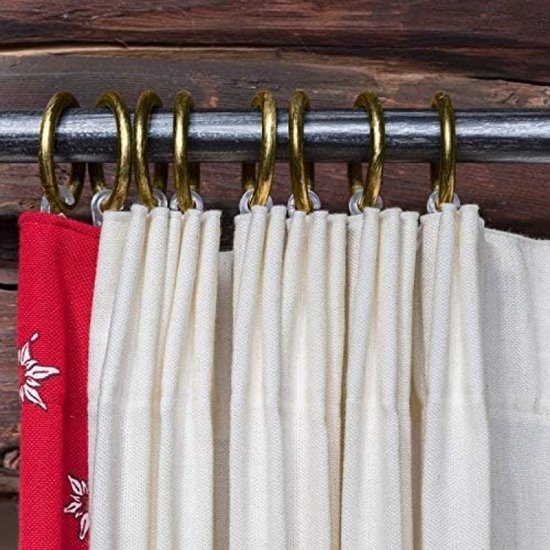 Rideaux Salle De Bain Fenêtre KtbeYTi 50 Pièces Anneaux Rideaux 30mm Avec Crochets - Argent - Pour Tringles Salle De Bain Et Fenêtres