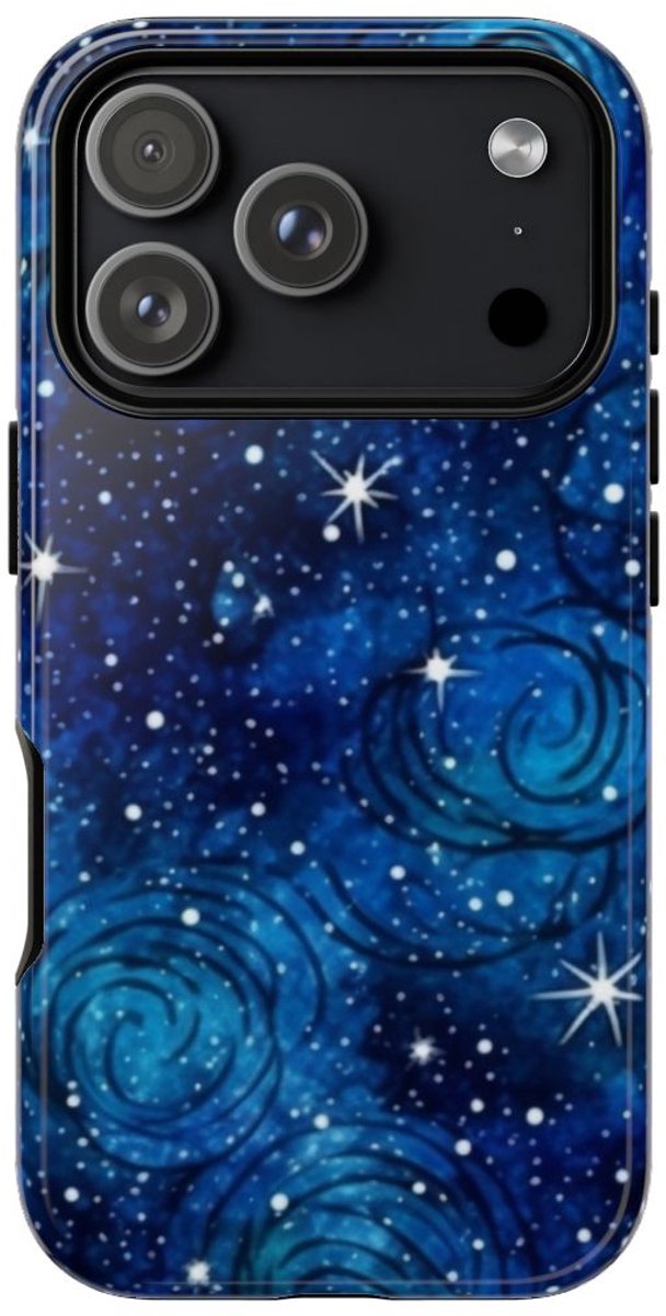 Blauw Sterrenstelsel Patroon – Telefoonhoesje Geschikt voor iPhone 17 Pro