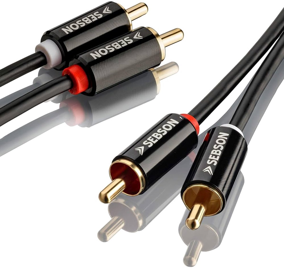 Masterfiks Tulp Kabel 2x Tulp RCA Male <-> 2x Tulp RCA Male 1.5 Meter, Afgeschermd,