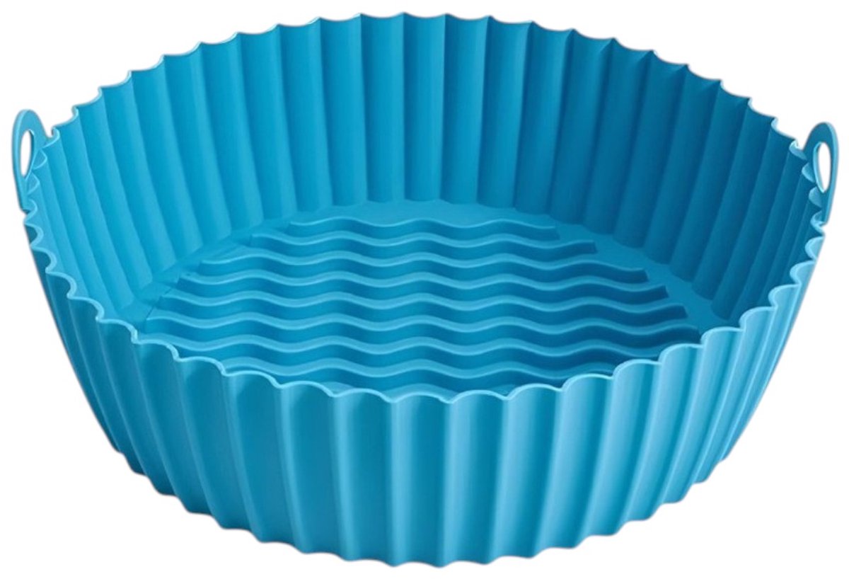 HipWare - Airfryer Siliconen mandje - Antiaanbaklaag - Vaatwasserbestendig - Rond - Blauw