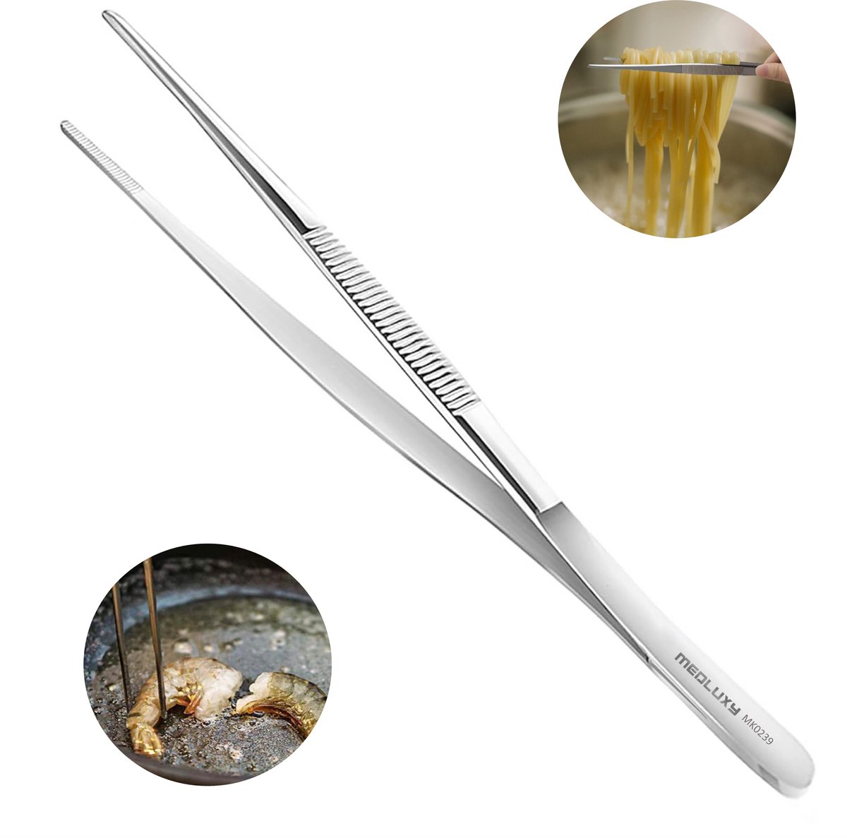 MEDLUXY® Professionele Keukenpincet RVS 30 cm - Chef Kookpincet INOX - Anti-Slip Grip - Precisie Pincet voor Koken, Serveren & Decoreren - Horeca & Thuisgebruik