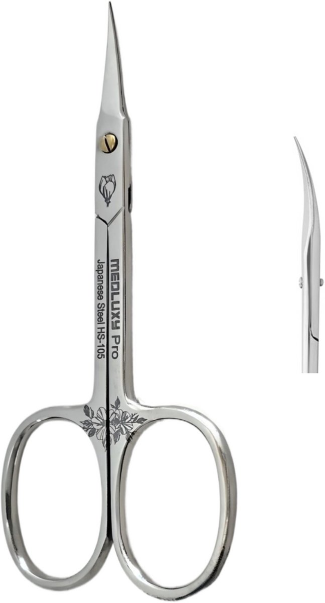 MEDLUXY® semi Pro - Nagelriemschaar - 10 cm - Spits & Gebogen Punt voor Nauwkeurig Knippen van Nagelriemen en Velletjes – Huid- en vellenschaartje, nagelriemknipper, verwijderen van nagelriemen - M-5