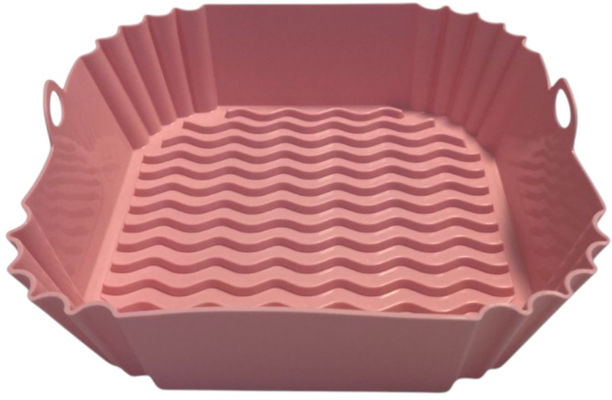 HipWare - Airfryer Siliconen mandje - Antiaanbaklaag - Vaatwasserbestendig - Vierkant - Roze