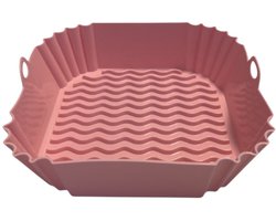 HipWare - Airfryer Siliconen mandje - Antiaanbaklaag - Vaatwasserbestendig - Vierkant - Roze