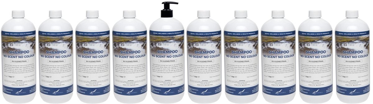 Shampoo No Scent No Colour - 1 liter - 10 Stuks - met pomp - Voordeelverpakking - Haarverzorging