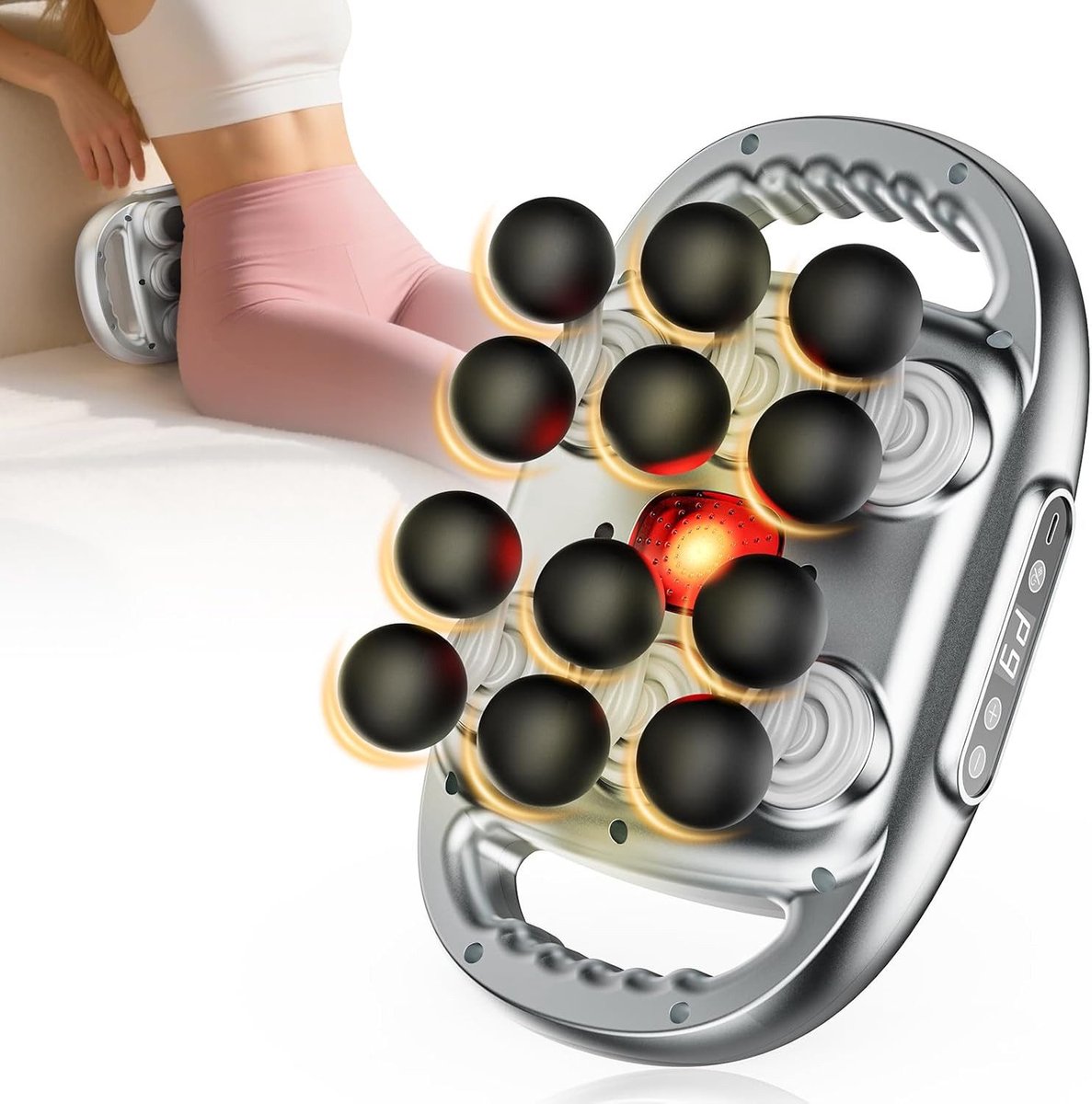 IBETTERTEC - Fasciapistool, 2-in-1 nek-, schouder- en rugmassageapparaat met 12 massagekoppen, spiermassageapparaat met 9 intensiteitsniveaus, elektrische massagepistool
