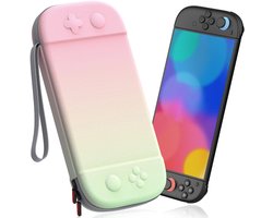 Opbergtas - Geschikt Voor Draagtas Compatibel Met Nintendo Switch 2 - Met 12 Gamecardvakken - Portal Case - Opbergcase - Draagbare Opbergtas Koffer - Beschermhoes - Waterdicht En Schokbestendig - Roze En Groen