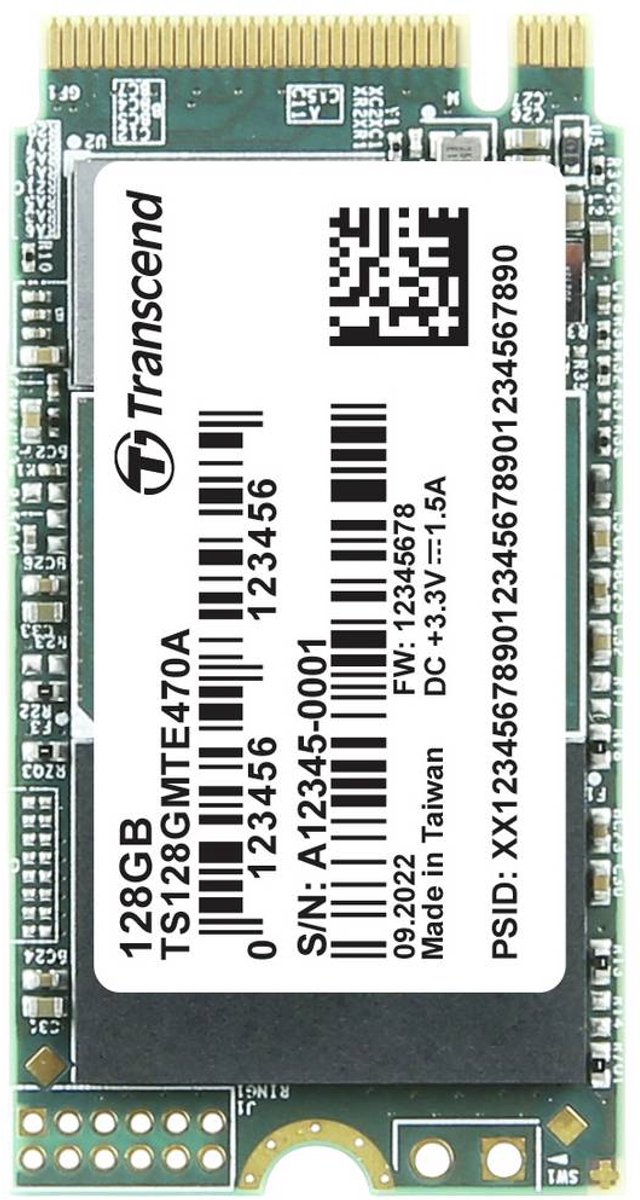 Transcend MTE470A 128 GB NVMe/PCIe M.2 SSD 2242 harde schijf PCIe NVMe 3.0 x4 Industrial TS128GMTE470A
