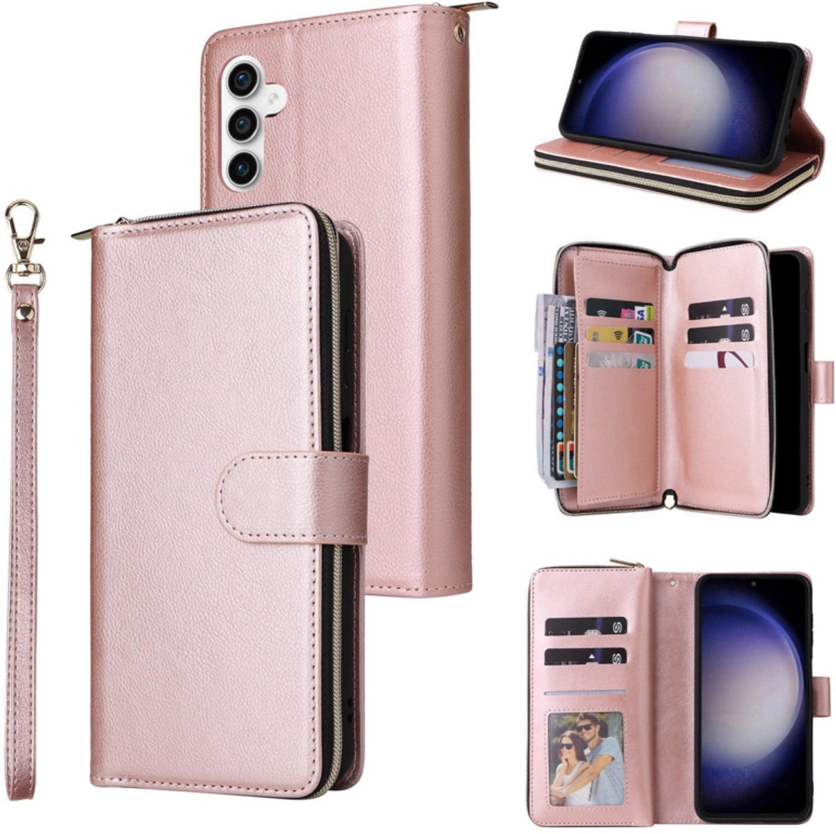 BookCover - 9 Cards - Wallet Etui Hoes geschikt voor Samsung Galaxy S25 FE - Roze
