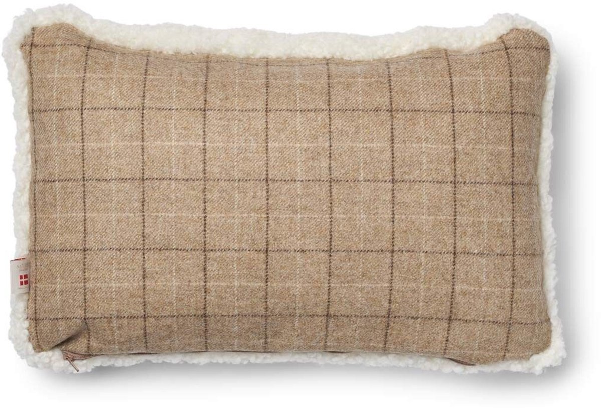 Sheepskin House Eenzijdig Schapenvacht Kussen - KW - 34x52 cm Oatmeal-Beige/Ivory