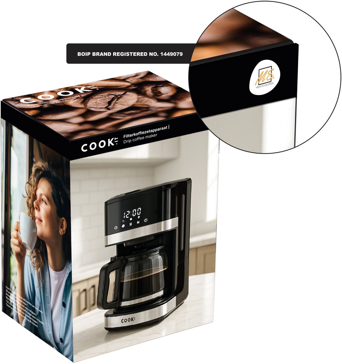 Koffiezetapparaat Filterkoffie - Coffee Machine - Touch Display - Instelbare Sterkte - Warmhoudfunctie - Anti-Drup - Zwart/RVS - COOK-IT thumbnail 7