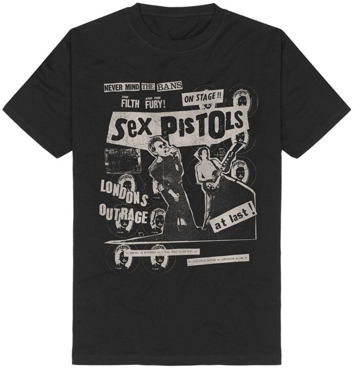 Sex Pistols London's Outrage Heren T-shirt - zwart - M