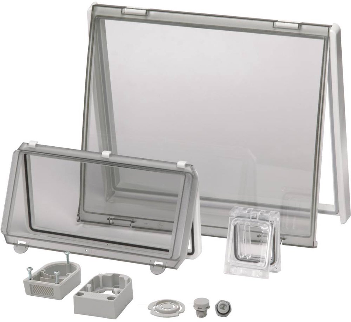Fibox L 12 II 3730775 Zichtvenster Deksel transparant, Met scharnier (l x b) 248 mm x 128 mm Polycarbonaat Helder 1 stu