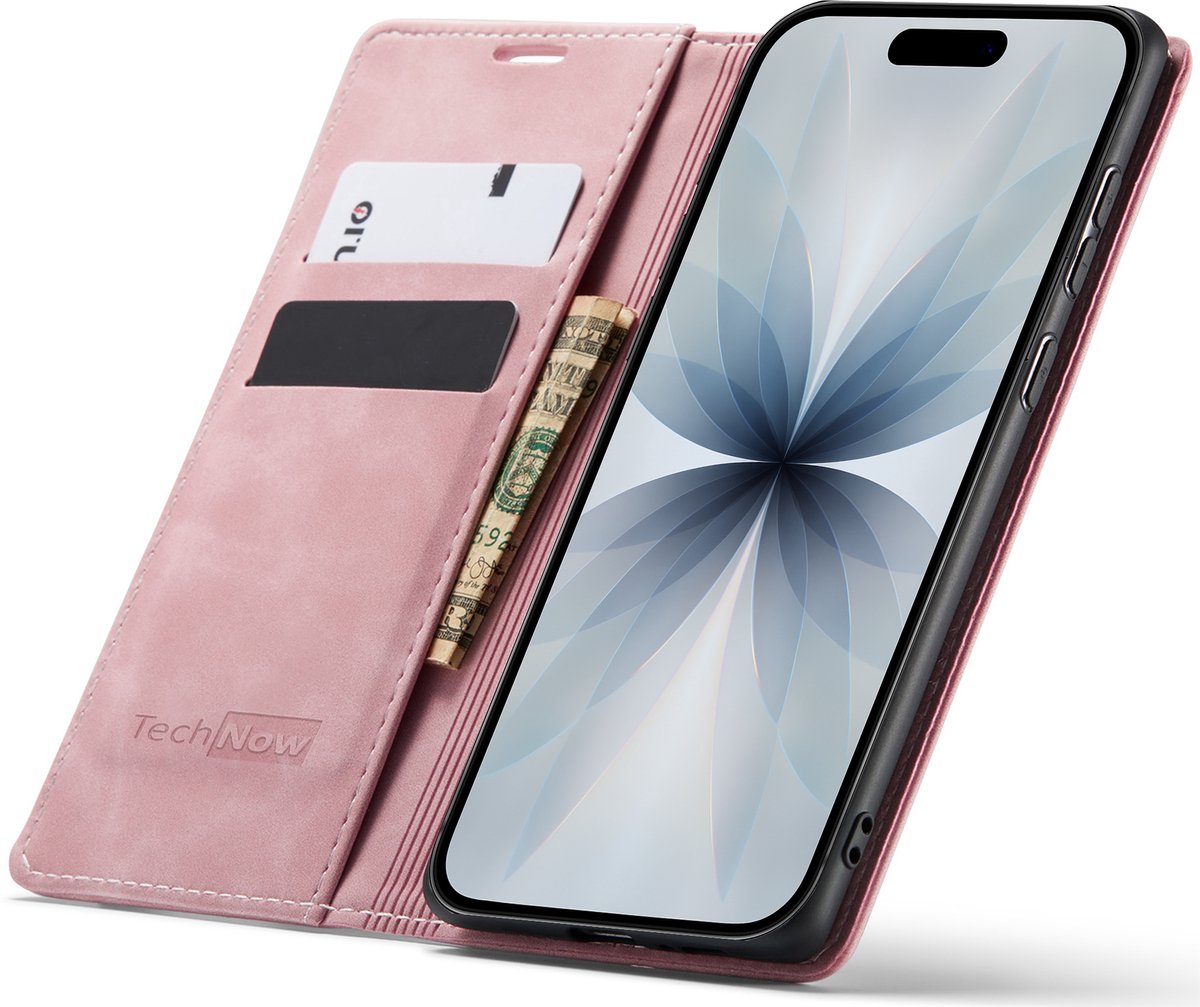 Hoesje geschikt voor iPhone 17 - Book Case Leer Slimline Roze